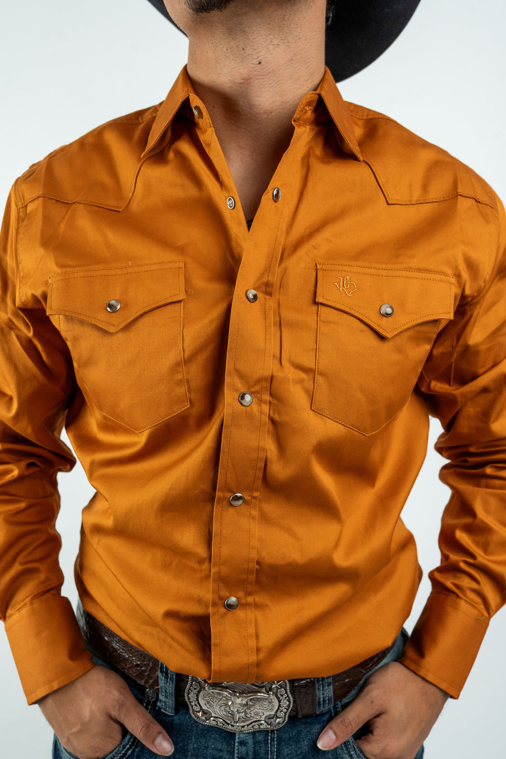 Texas Country - Solid Orange Button-Down Long-Sleeve Shirt (AC110L/T)