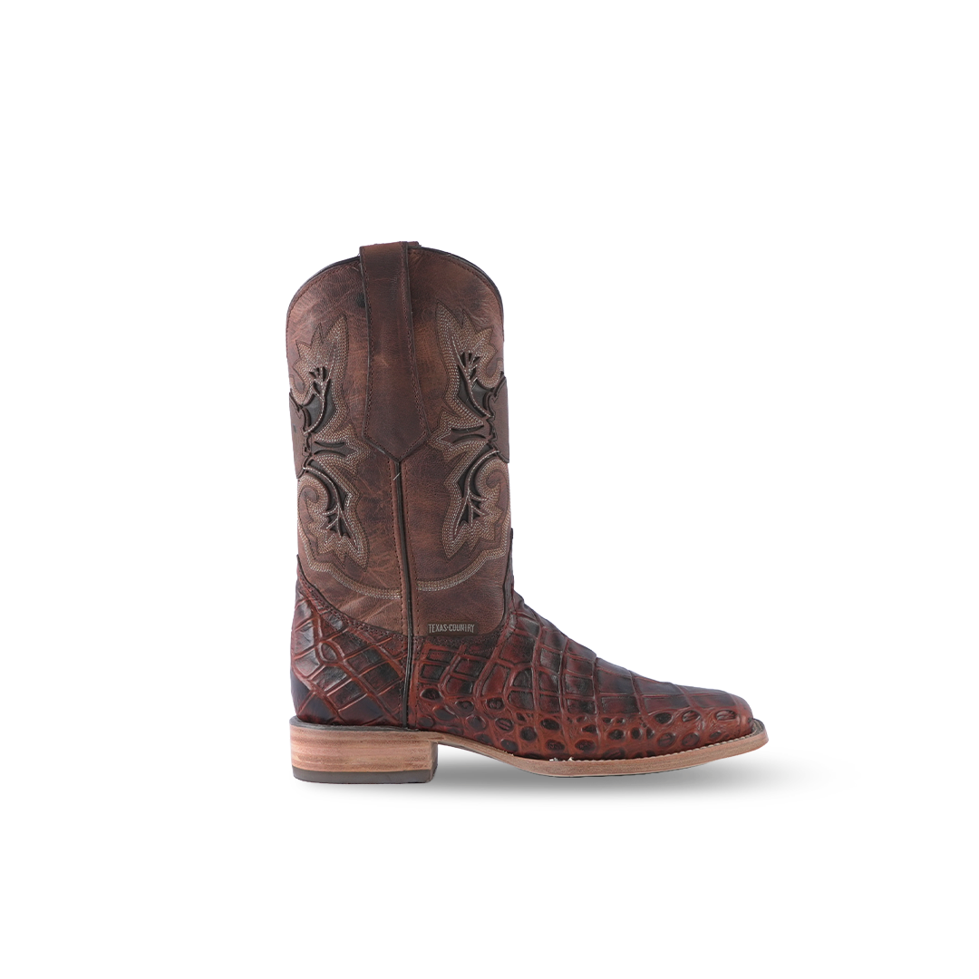 Texas Country Western Boot Munequeado Cognac Rodeo Toe E658