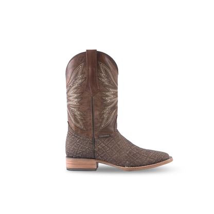 Texas Country Elephant Print Leather Western Boot Orix Square Toe E663