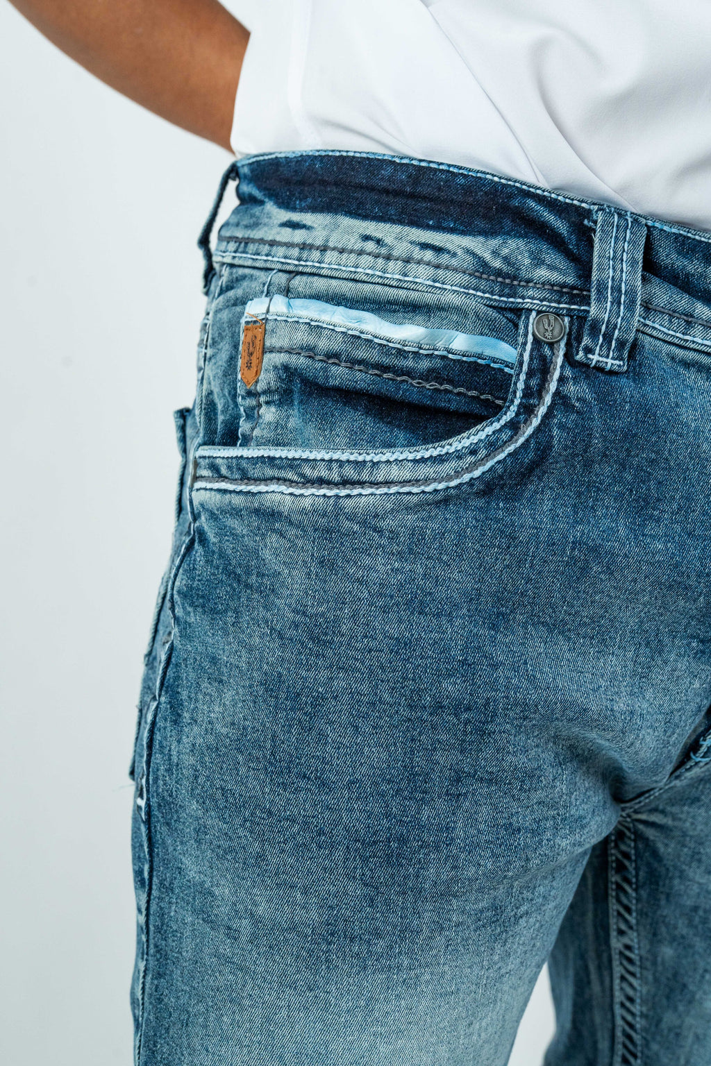 Rough Spur - Men's Boot Cut Light Blue Denim Jeans (RS-017)