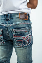 Rough Spur - Men's Boot Cut Light Wash Denim Jeans (RS-016)