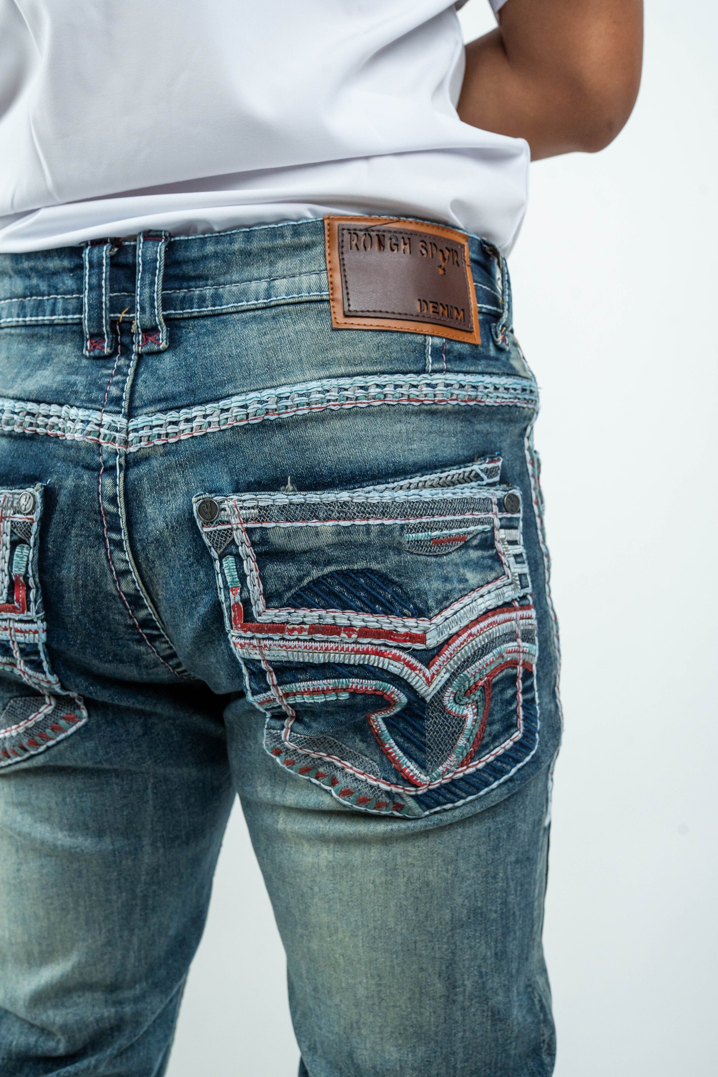 Rough Spur - Men's Boot Cut Light Wash Denim Jeans (RS-016)