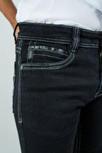 Rough Spur - Men's Boot Cut Black Denim Jeans (RS-008)