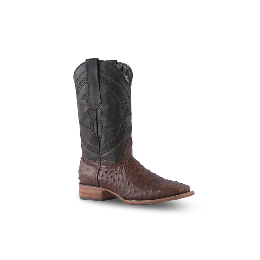 Texas Country Western Boot Ostrich Choco Munequeado Square Toe E670