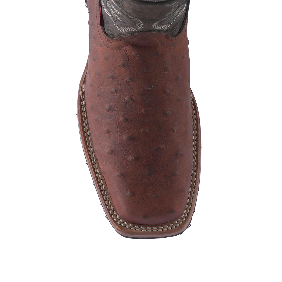 Texas Country Western Boot Ostrich Ranch Cognac Rodeo Toe E671