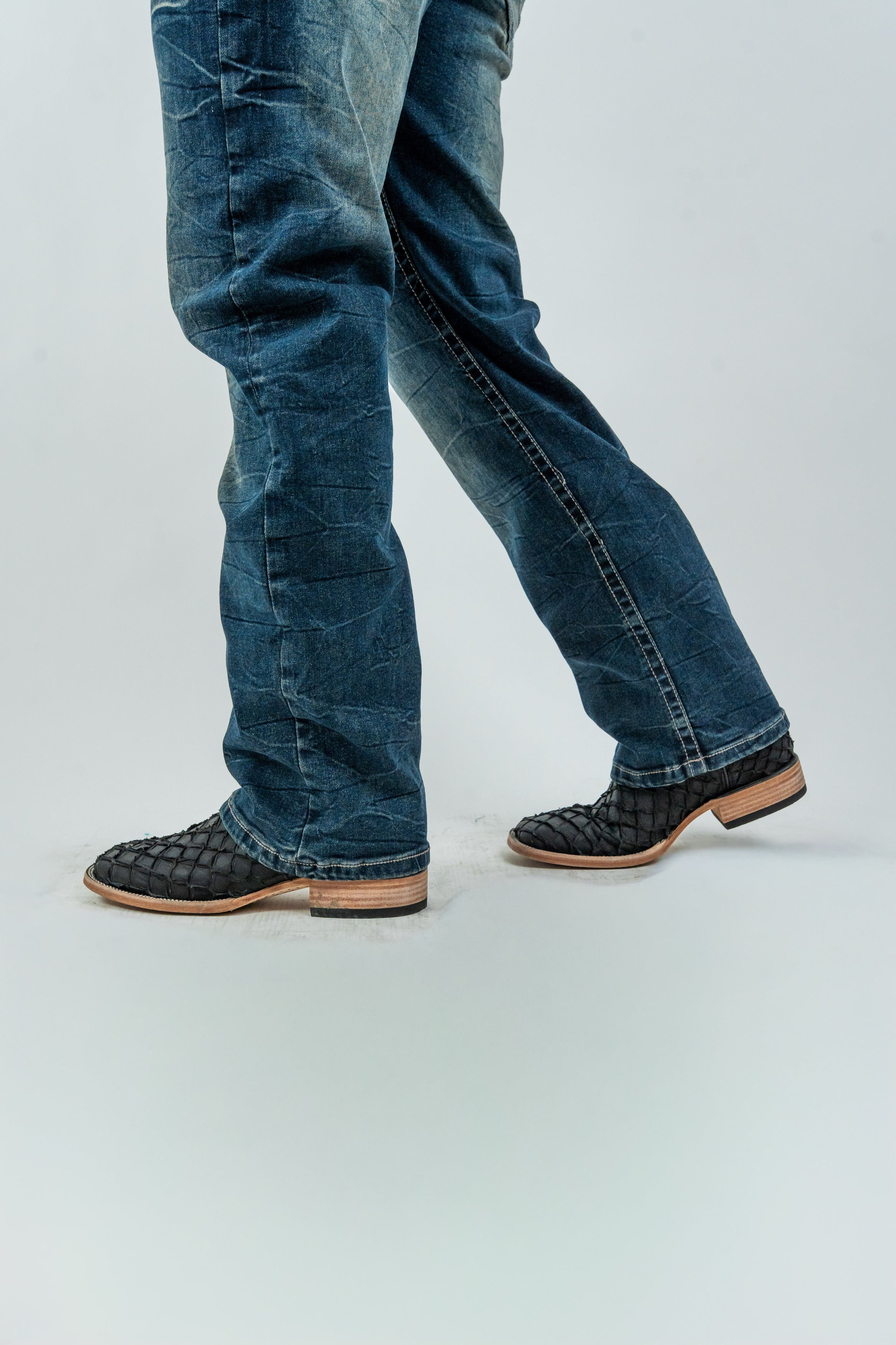 Rough Spur - Men's Boot Cut Dark Blue Denim Jeans (RS-008)