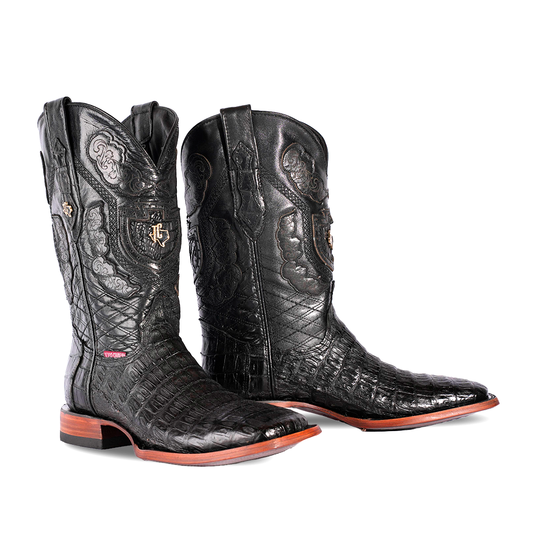 Texas Country Exotic Boot PP150 Caiman Cola Belly Negro H501