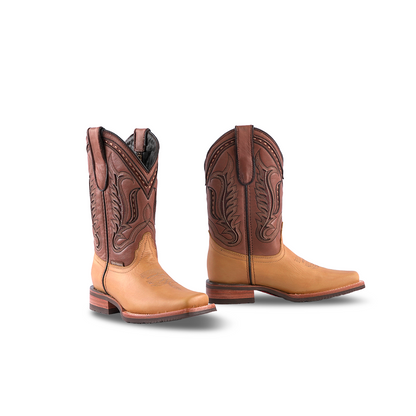 Texas Country Western Boots Kids Crazy Tan Rodeo E28