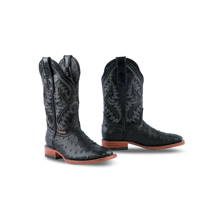 Texas Country Kids Boots Ostrich Black E424