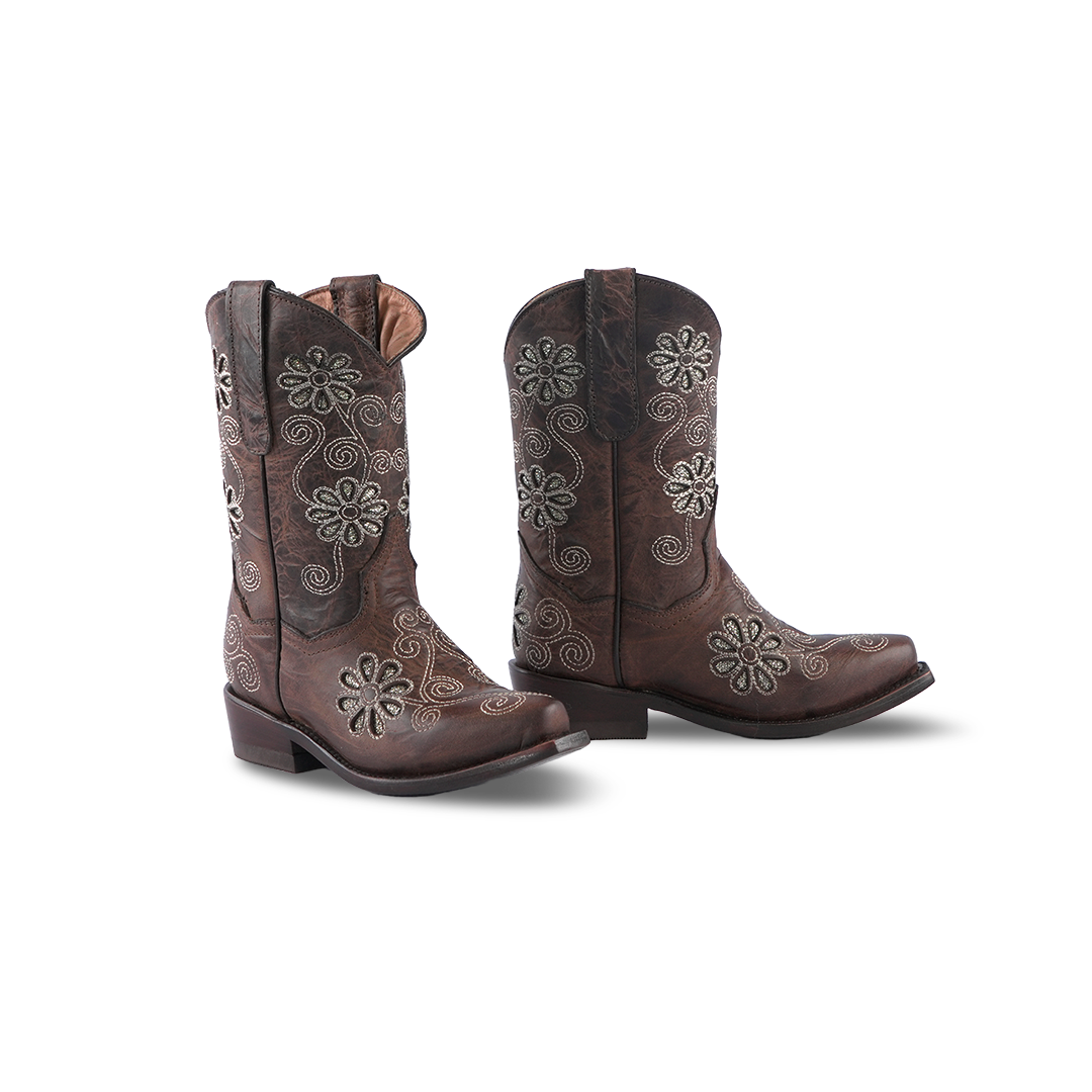 Texas Country Kids Western Girls Boots Cedro Tabaco B23