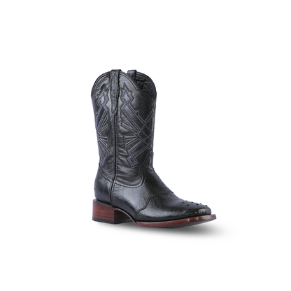 Texas Country Boot Bull Dog Ostrich Black 2800 Leather Bottom