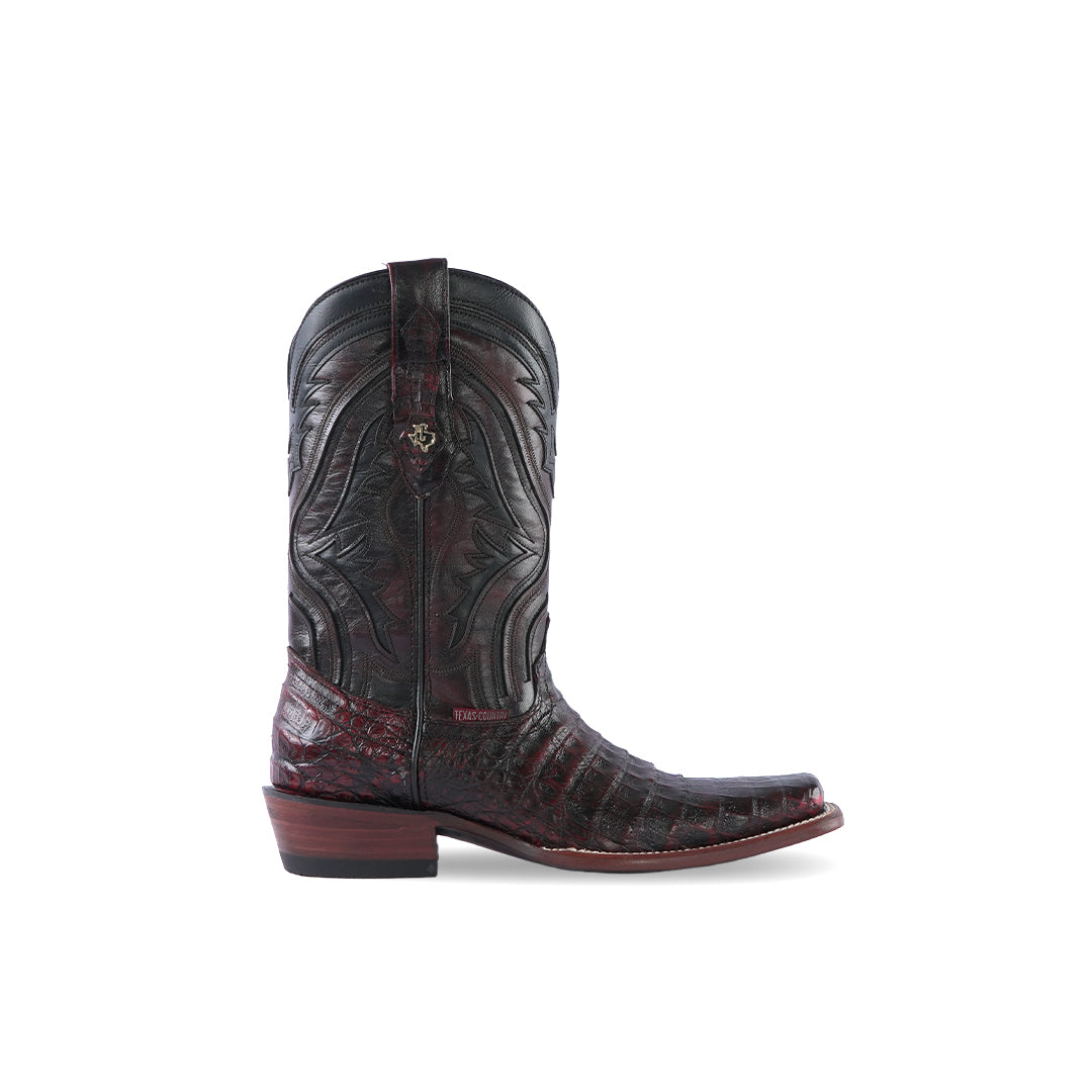 Texas Country Exotic Boot PS Panza Caiman Belly Black Cherry TC Toe LM151