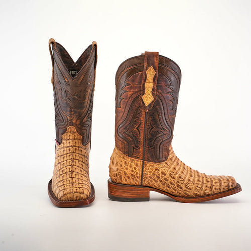 Exotic Caiman Hornback - Antique - Rodeo Toe