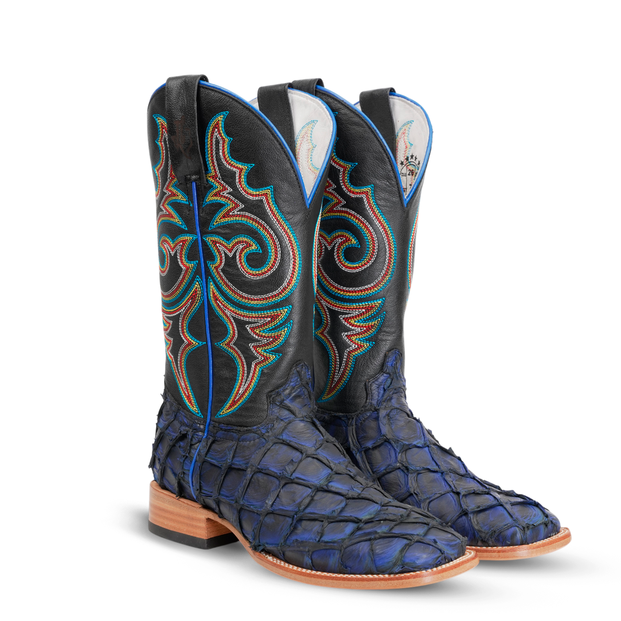 Botas de piel de pirarucú Butch - Azul marino - Punta cuadrada