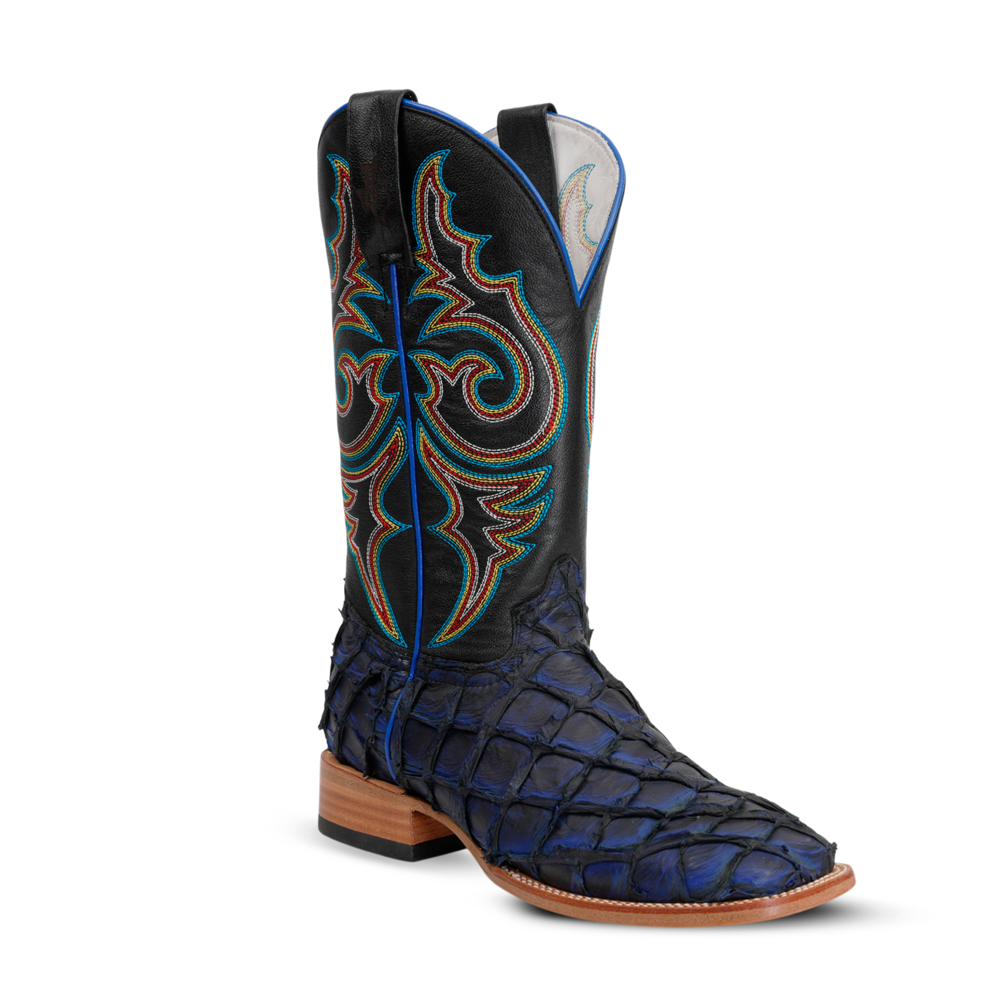 Botas de piel de pirarucú Butch - Azul marino - Punta cuadrada