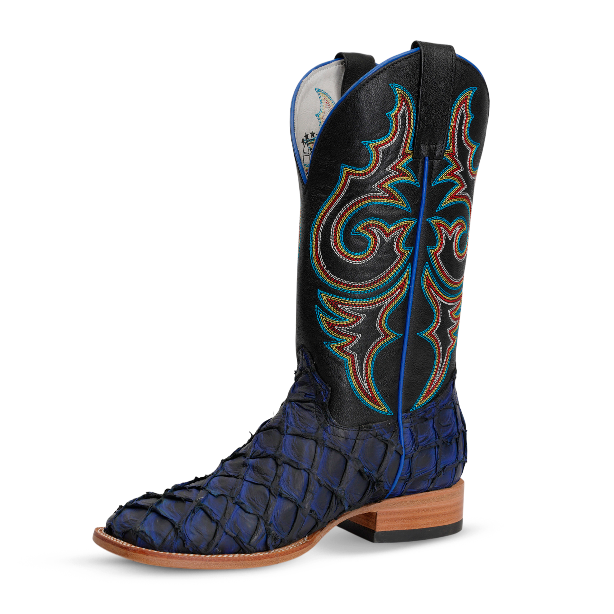 Botas de piel de pirarucú Butch - Azul marino - Punta cuadrada