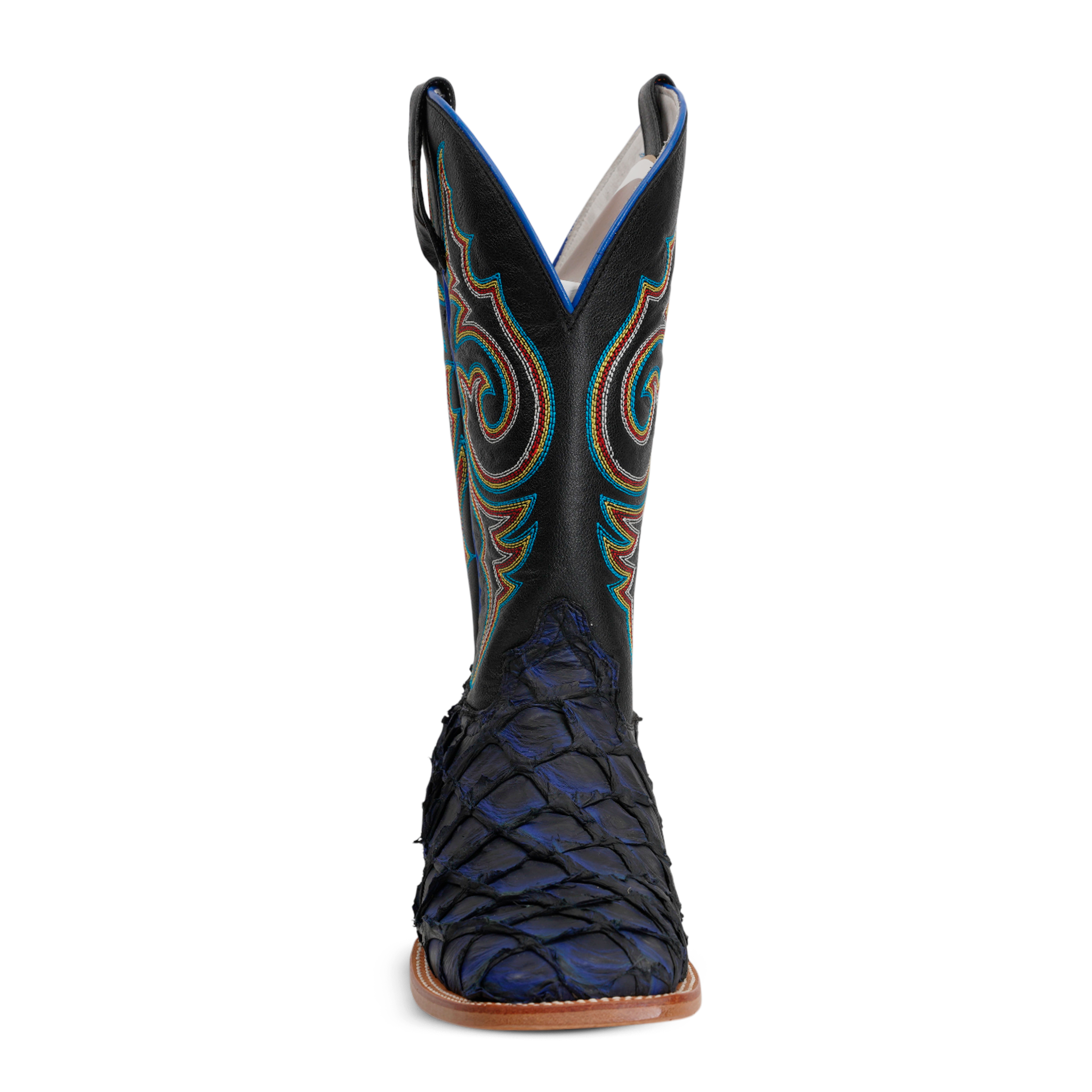 Botas de piel de pirarucú Butch - Azul marino - Punta cuadrada