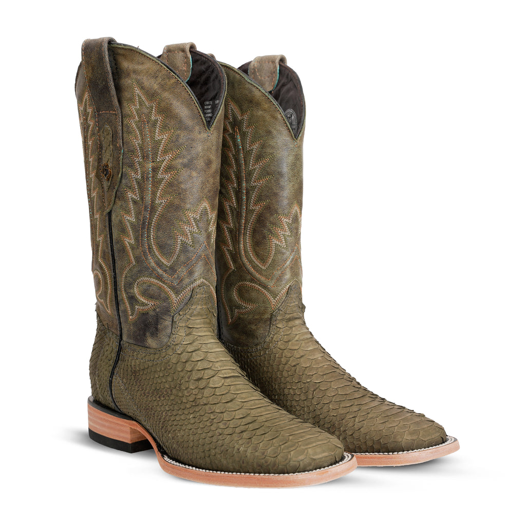 Tanner Python Boots - Agave - Square Toe (PN30)