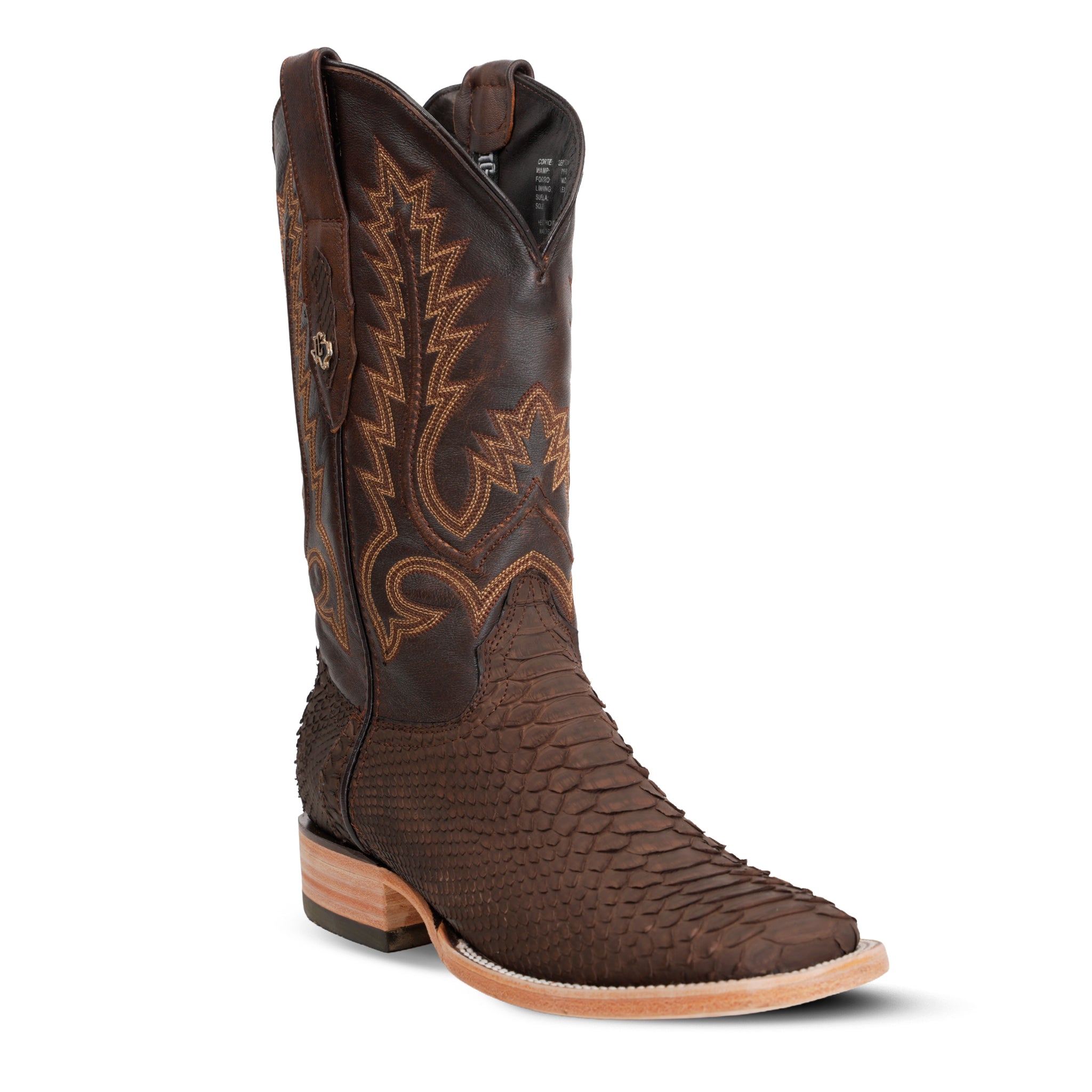 Tanner Python Boots - Matte Brown - Square Toe (PN30)
