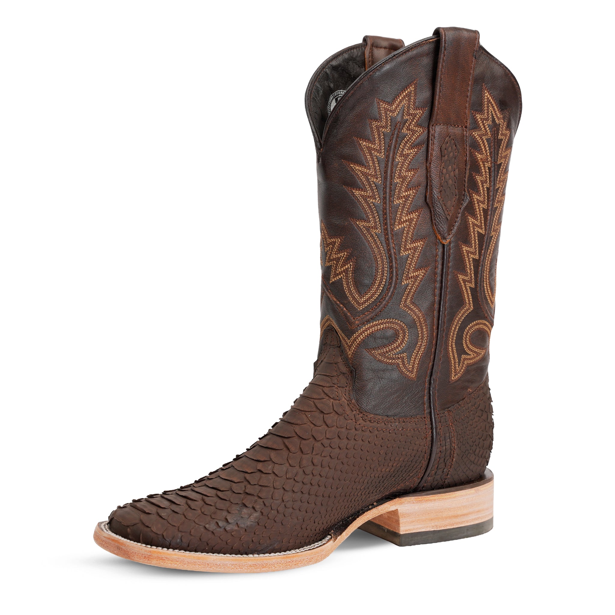 original tobacco python cowboy boots Los Altos Men's Rustic Brown Genuine Snakeskin Snip Toe Stirrup your Western collection with MARSHALL Cowboy Boot Brown Python