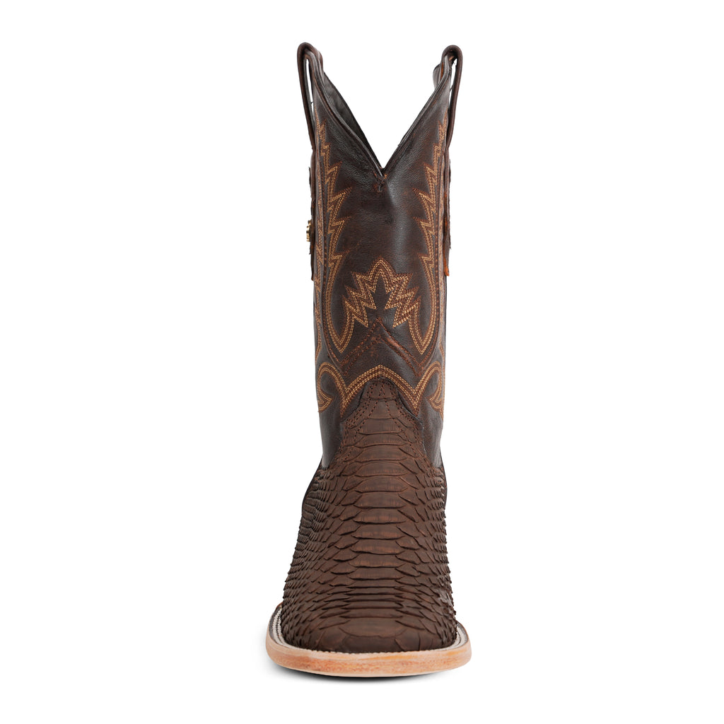Tanner Python Boots - Matte Brown - Square Toe (PN30)