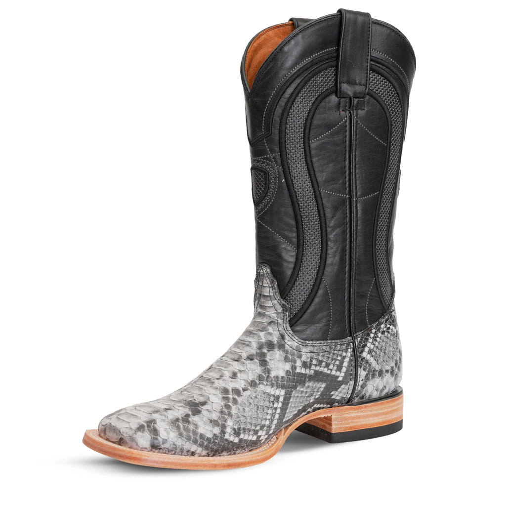 Botas Vaqueras Python Natural - Piel Gofrada - Punta Cuadrada (E913)