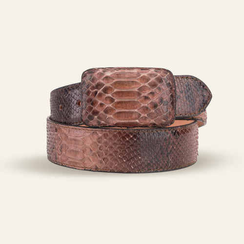Exotic Full Quilt Python Belt - Two-Tone Brown (C-001) - Gomez