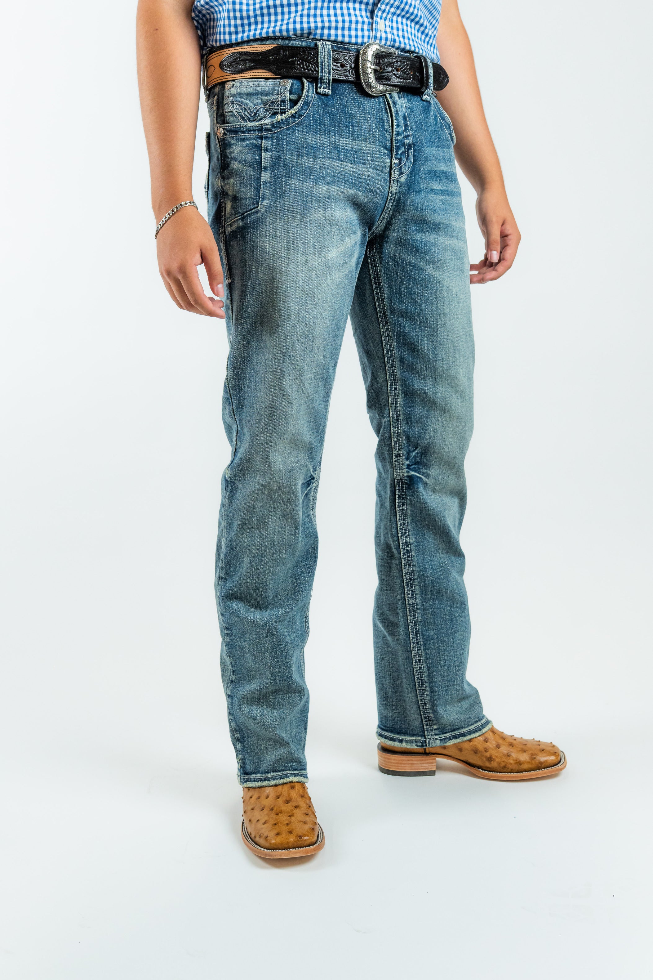 Western Blue - Men's Classic Modern Boot Cut Jeans (W484)