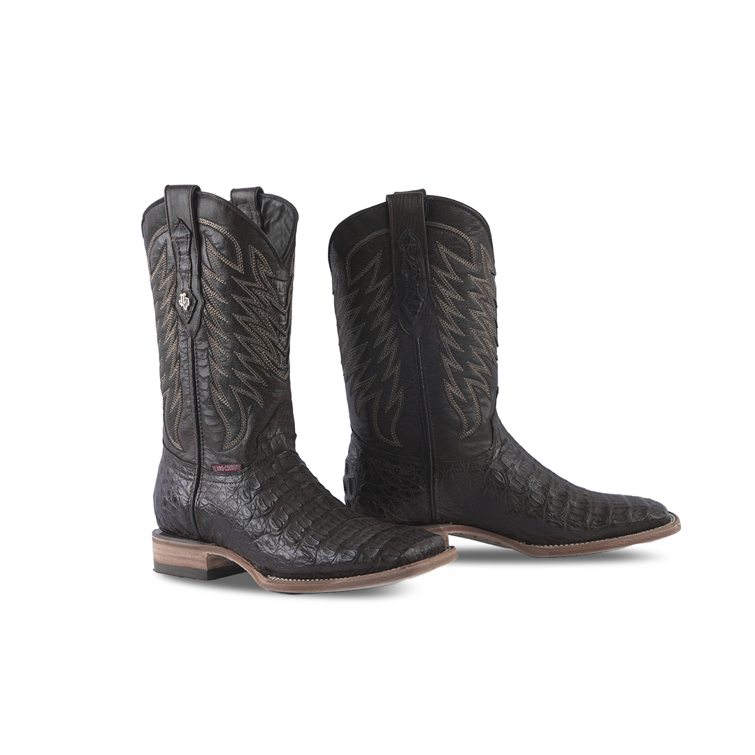 Texas Country Exotic Boot Lomo Caiman Kango Tabaco Square Toe LM10