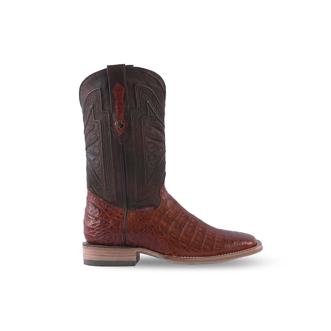 Texas Country Exotic Boot Caiman Belly Cola Brandy LM81