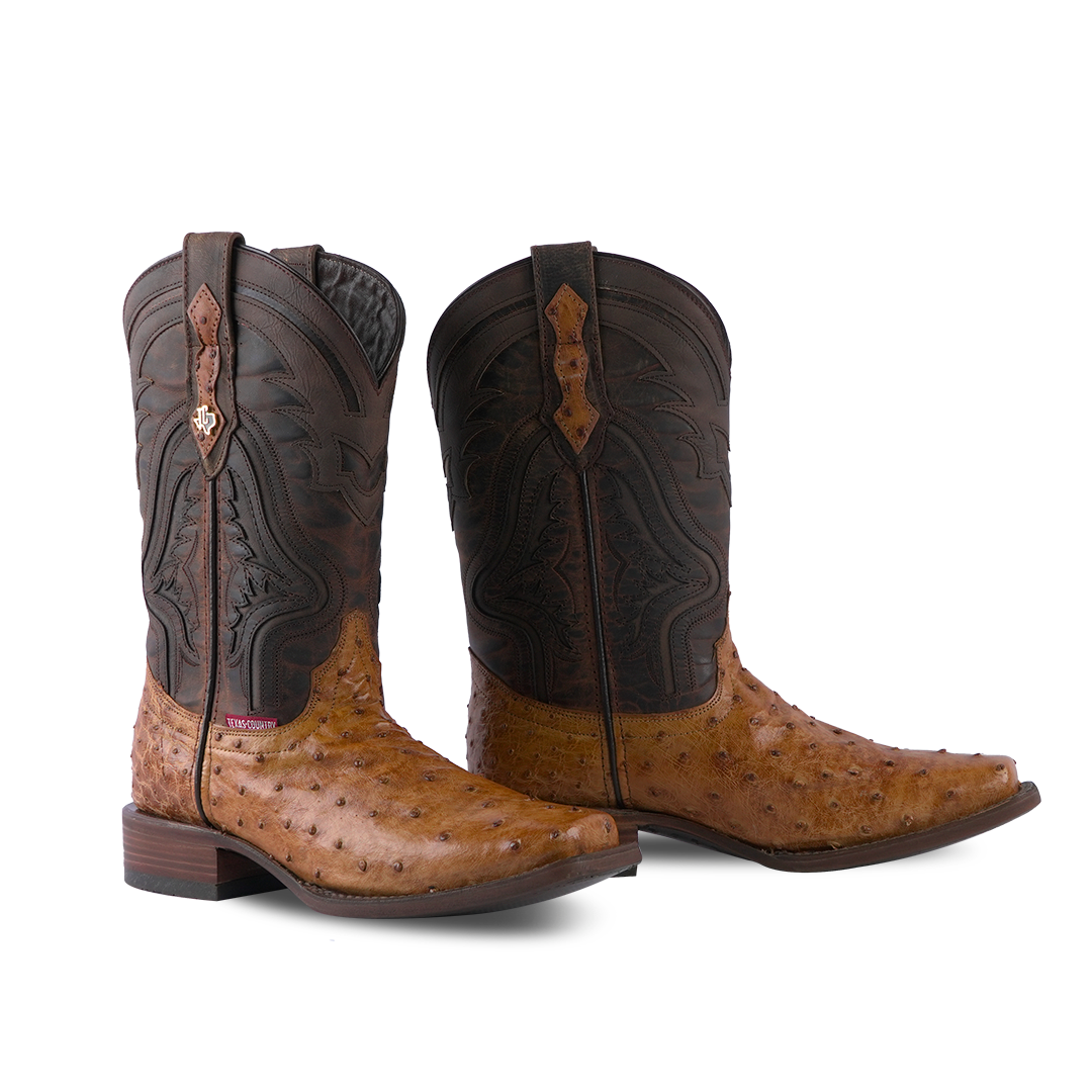 Texas Country Exotic Boot Ostrich Umber Brucciato Rodeo Toe AV90