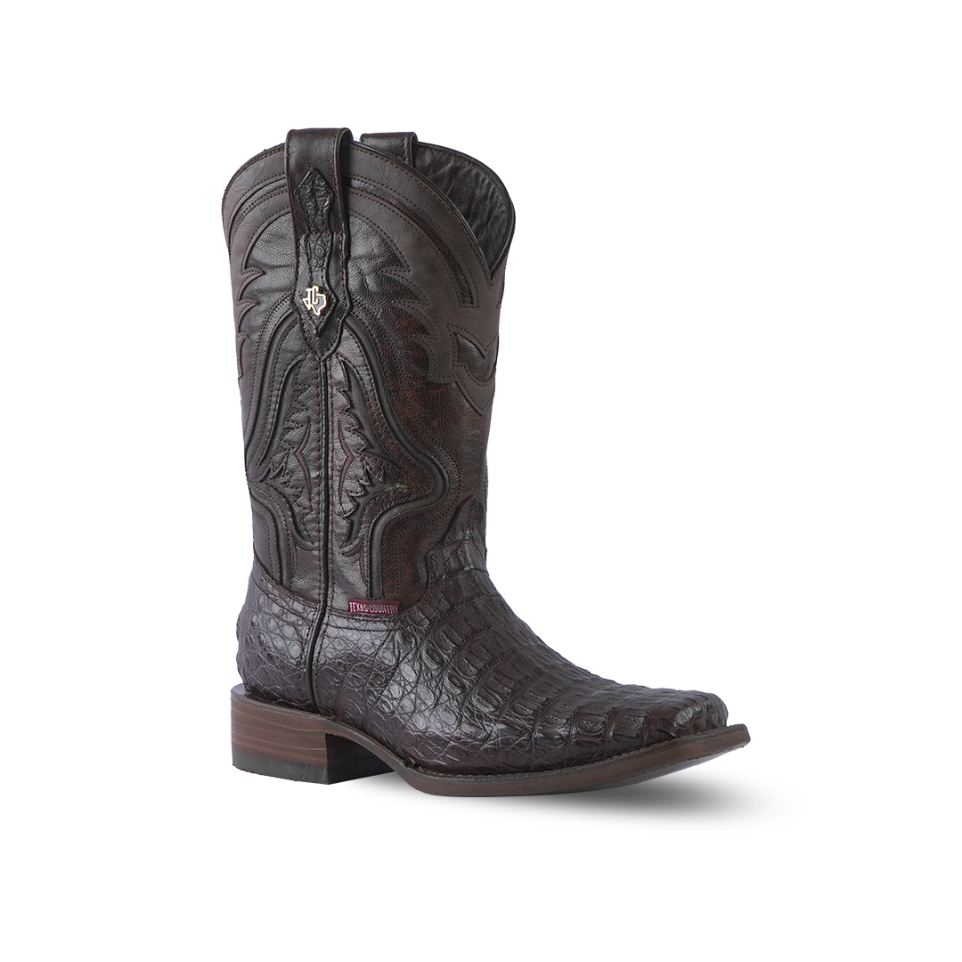 Texas Country Exotic Boot Lomo Caiman Tabaco Rodeo Toe LM80