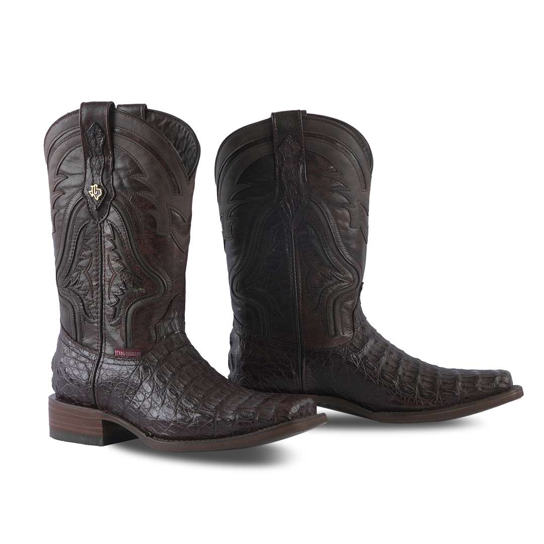 Texas Country Exotic Boot Lomo Caiman Tabaco Rodeo Toe LM80