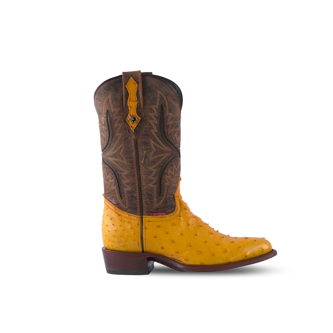 Texas Country Western Exotic Boot Ostrich Mantequilla AV230