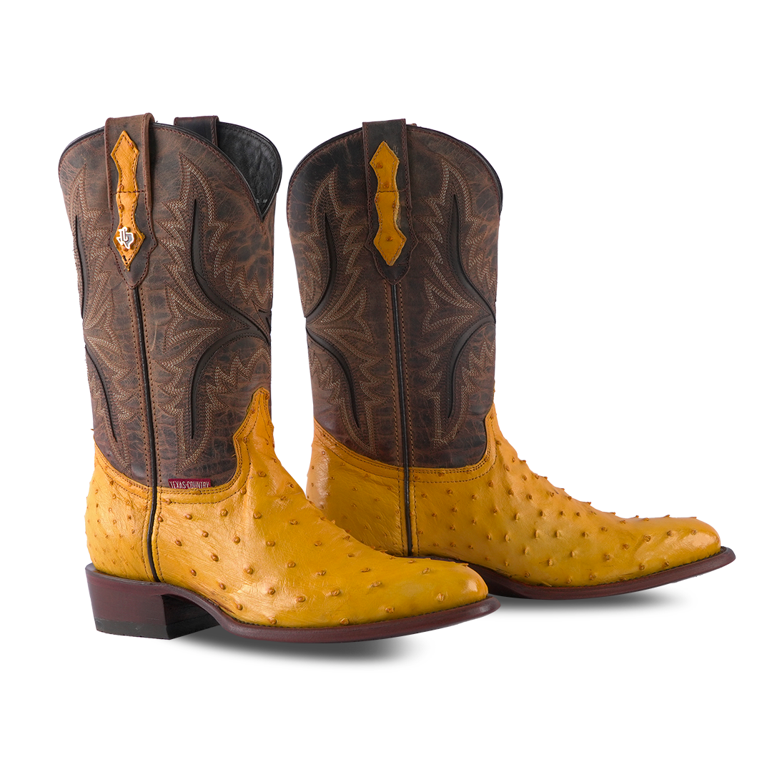 Texas Country Western Exotic Boot Ostrich Mantequilla AV230
