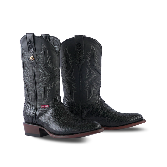 Texas Country Exotic Boot Python Black Round Toe PN240
