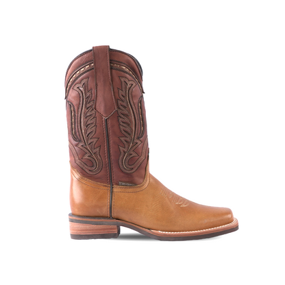 Texas Country Western Boot Savat Miel Rodeo Toe E28