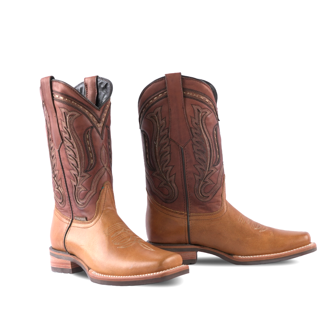 Texas Country Western Boot Savat Miel Rodeo Toe E28