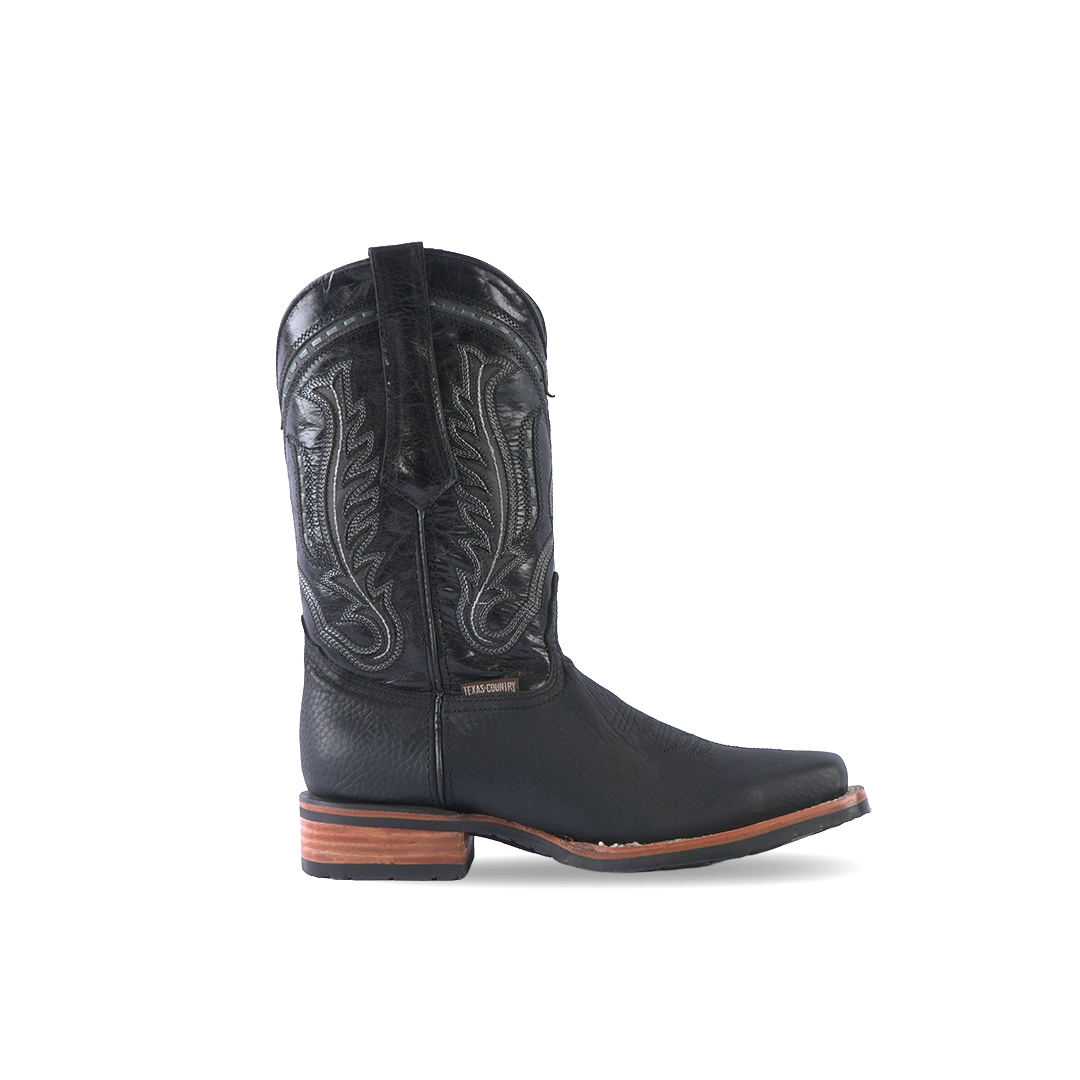 Texas Country Western Boot Cheyenne Black Rodeo Toe E28
