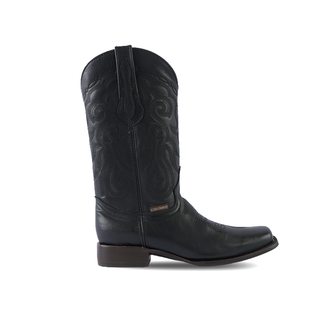 Texas Country Western Boot Grisly Black Rodeo Toe E50