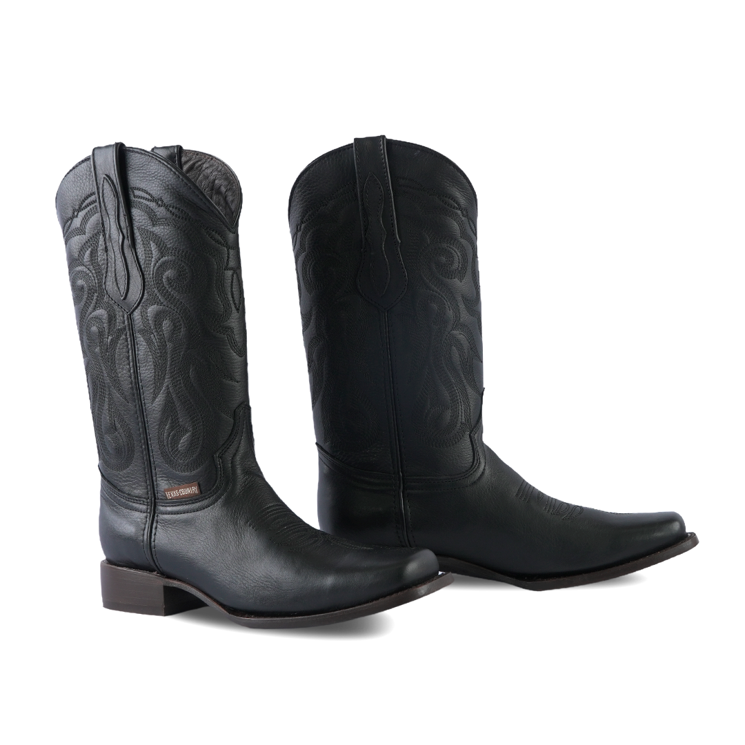 Texas Country Western Boot Grisly Black Rodeo Toe E50