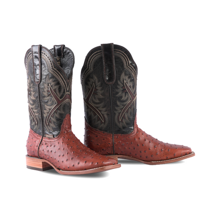 Texas Country Western Boot Ostrich Ranch Cognac E424