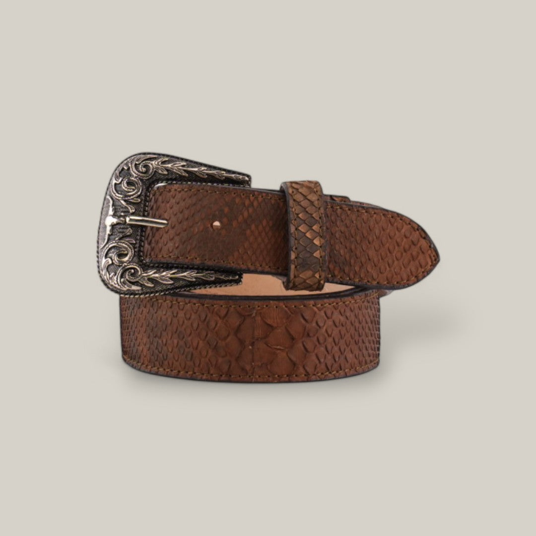 Exotic Full Quilt Python - Texas Buckle - Matte Brown Belt