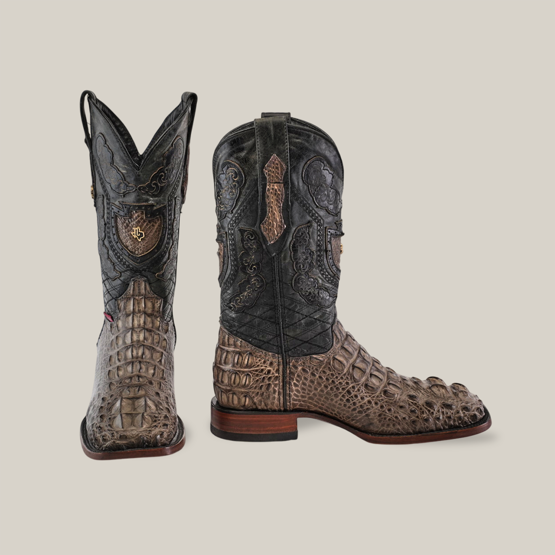 Exotic American Alligator Head - Gray - Square Toe