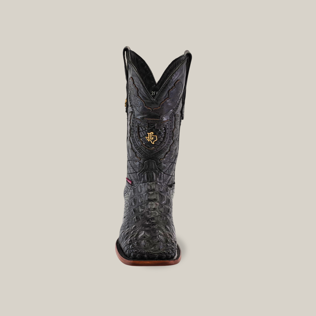 Exotic American Alligator Head - Black - Square Toe