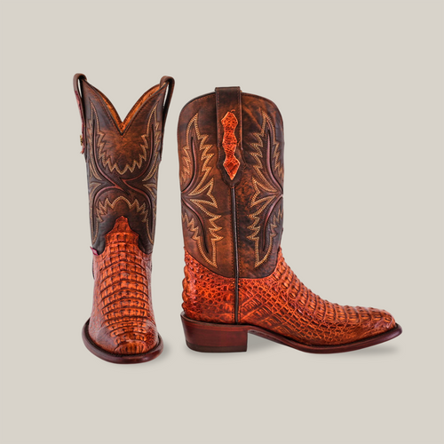 Exotic Caiman Hornback - Brandy - Round Toe