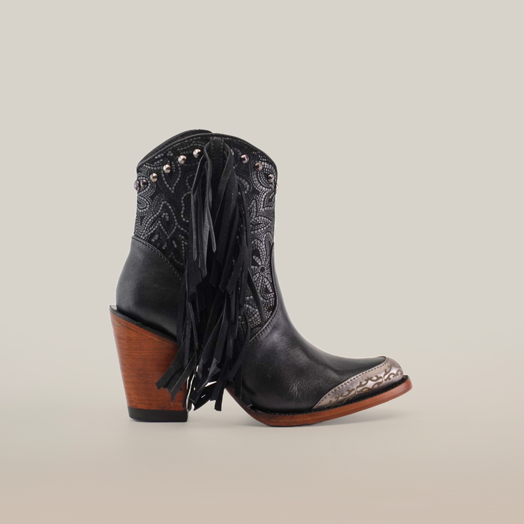Dallas Fringe Bootie Black - J Toe | Texas Country | Apparel & Accessories > Shoes > Boots | Buy Now! US 7