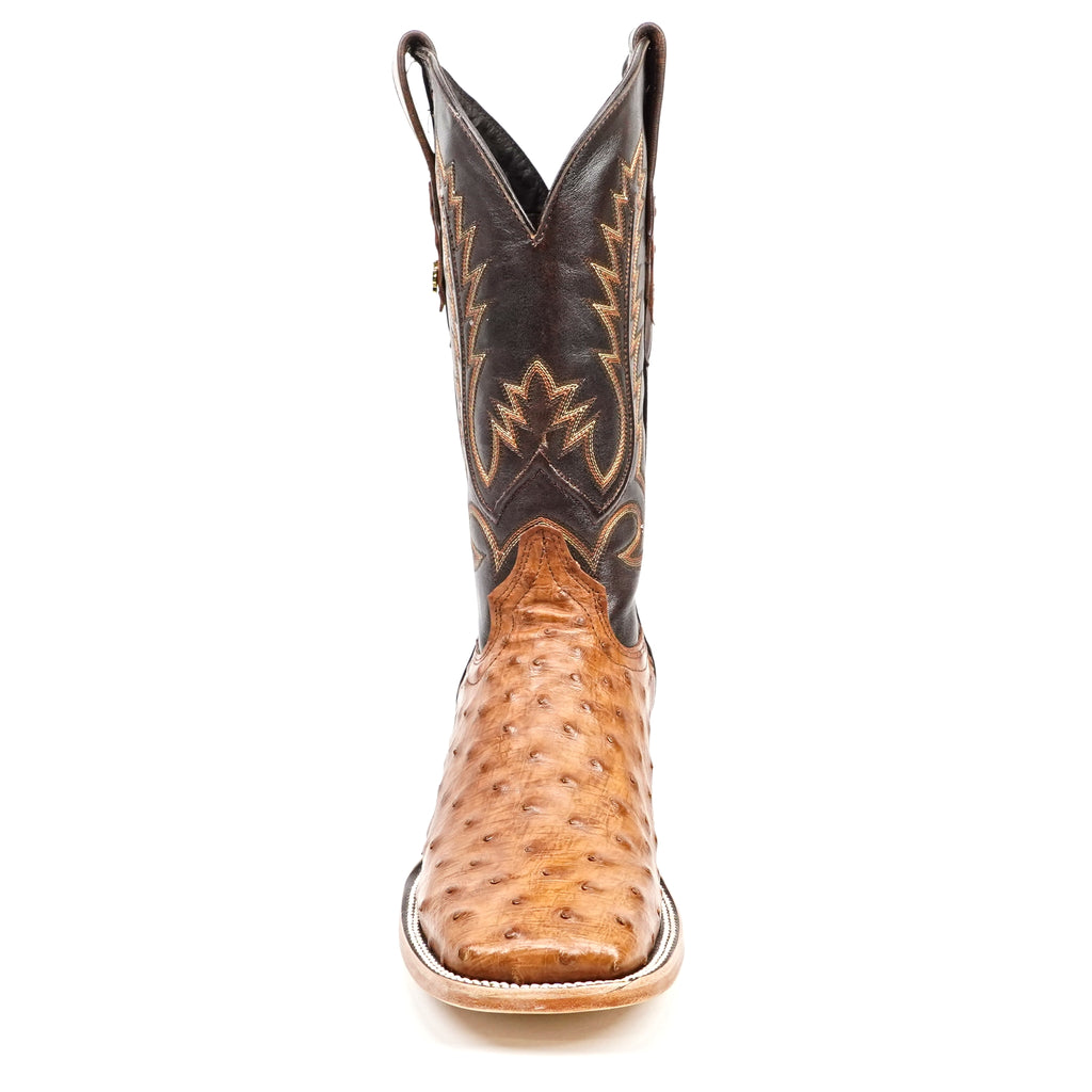 Austin Ostrich Boots - Brandy Claro - Punta Cuadrada (AV20)