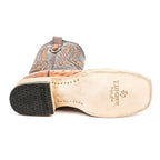 Austin Ostrich Boots - Brandy Claro - Punta Cuadrada (AV20)