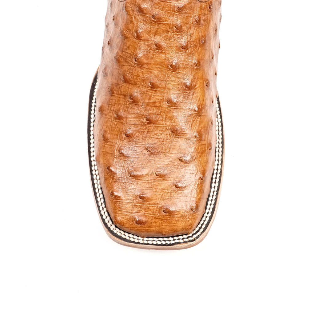 Austin Ostrich Boots - Brandy Claro - Punta Cuadrada (AV20)